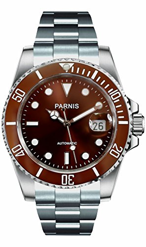 PARNIS Modell 2052 Automatik-Herrenuhr Edelstahl 40mm Saphirglas 5BAR Edelstahlarmband Datumsanzeige PARNIS Modell 2052 Automatik-Herrenuhr Edelstahl 40mm Saphirglas 5BAR Edelstahlarmband Datumsanzeige