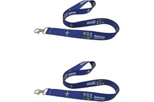 Tarja 73, Pack Lanyard de Tela BANDERA y ESCUDO DE ASTURIAS, Cinta Cuello para Credenciales, Teléfono o Llaves, Comunidad Autónoma de Asturies, 2 Unidades