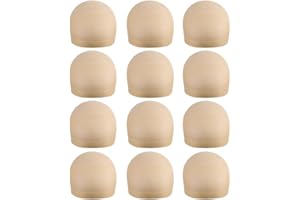 YANTAISIYU 12 piezas de gorros de peluca elástico transpirable de nailon para mujer (Beige)