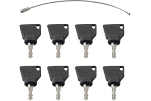 PREJM 8pcs Ignition Key for Heavy Equipment, Compatible with JCB, Bomag, Skytrak, New Holland, Excavators, Loaders, Telehandlers, and More