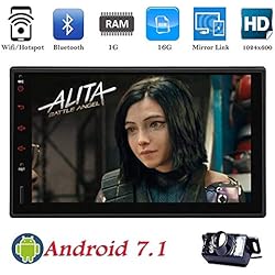 Android 7.1 estéreo Quad Core 1G 16G + Doble DIN Car Radio de la Pantalla táctil de 7 Pulgadas en el Tablero de navegación GPS Ayuda WiFi Bluetooth Espejo Enlace SWC OBD2 con la cámara de Copia de s
