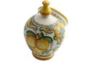 ILAB Saliera in ceramica decorata a mano da ceramisti siciliani di Santo Stefano di Camastra limoni art 15