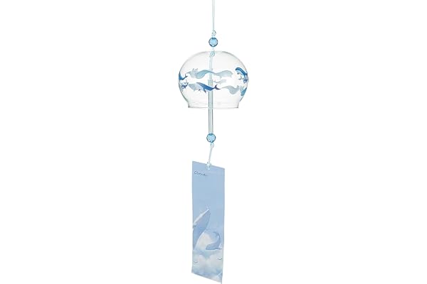 BENECREAT Carillons Éoliens Japonais Motif Baleine Cloches à Vent en Verre Pendentifs Faits à la Main pour Cadeau d'anniversaire et Décorations pour la Maison