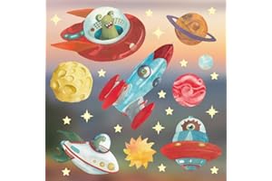 TinyFoxes Fensterbild Weltraummonster - bunter Ufos für die Dekoration im Kinderzimmer - selbstklebend und wiederverwendbar - von Kristin Franke