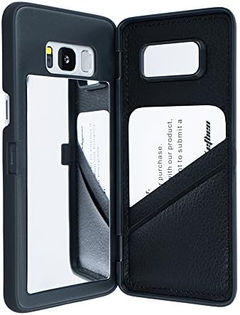 Dassions Galaxy S8 Case, Hidden Back Mirror Wallet Case with Stand Feature and Card Holder for Samsung Galaxy S8 (For Samsung Galaxy S8, Black)