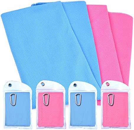 Set of 2-4-6,Microfibre Cold Towel Ice Cooling Towels Advanced Sweat-Absorbent Towel Cool Towel Chill Pad For Instant Cool Relief for Sunstroke Gym Beach Cycling Jogging Golf Running Hiking Towels and More Sports &amp; Activities (Pink+Blue(2pcs for each Color A))