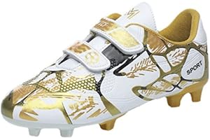 Agnueuty Chaussures de Football avec Crampons pour garçons Filles Chaussures de Football Chaussures d'entraînement d'athlétisme sans Lacets Enfants Unisexes