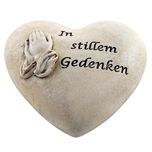 Grabschmuck Stein Hände im Gebet (Polystone) 11 cm Herzform - 2