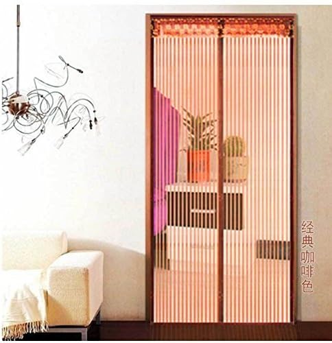 Magnetic Screen Door - Premium Door Curtain 80x210cm -Premium Mesh Screen Curtain - Keep Bugs Out Lets Fresh Air In Bug Mesh with Top-to-Bottom Seal Hands-Free Curtain Brown
