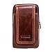 Price comparison product image Vertical Genuine Leather Belt Bag - Pawaca Cellphone Holster Waist Pouch / Phone Bag Small Travel Crossbody Purse for Men and Boys(Brown)