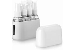 Madenia Travel Bottles Set Toiletries 50 ML Clear Air Travel Size Bottle 4 PCS Leak Proof Travel Liquid Containers for Cosmetic with Label and Storage Box, Grey