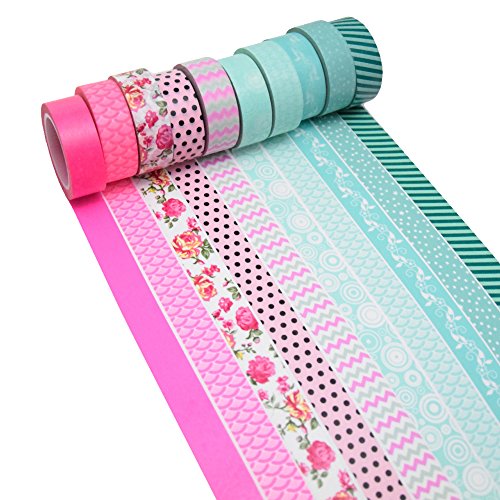 K-LIMIT 10er Set Washi Tape Dekoband Masking Tape Washitape Klebeband Scrapbooking DIY 97796