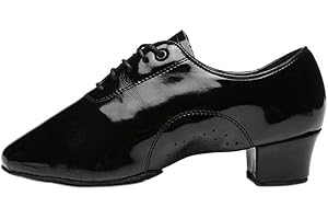Meijunter Boy's Men Latin Tango Salsa Dance Shoes - Breathable Suede Sole Ballroom Party Dress Performance Synthetic Leather Lace Up 1.4'' Cuban Heel