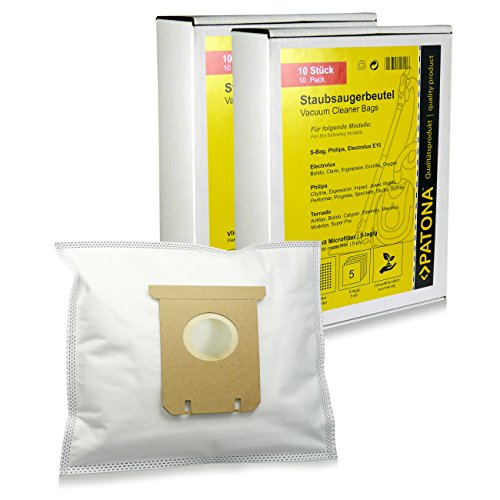 20x Bolsas de aspiradora para Electrolux E15 | E18 | E40 | E54a | E200 | E202 | E203 | E205 | S-Bag, Bolidio Z 4500...4595, Clario Z1900...1995, Clario Z2025...2050, Ergospace, Excellio Z5000...5295 - Mondo Z6200, Z6201, Oxy3 System Serie, Oxygen Z 5500...5695, Oxygen Z 5900...5995, Parketto Ergospace, SmartVac 5000...5695, Viva Control, Viva Quickstop, XXL 110, XXL 130, XXL 140, XXL 140 BOX 1, XXL 62, Z1900...2095 Clario y mucho más [ Microfiltro, 5 capas de filtro ]