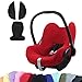 Produktbild BAMBINIWELT KOMBI-ANGEBOT Sommerbezug, Schonbezug, Bezug aus Frottee + Gurtpolster für Maxi Cosi CabrioFix (rot +schwarz)
