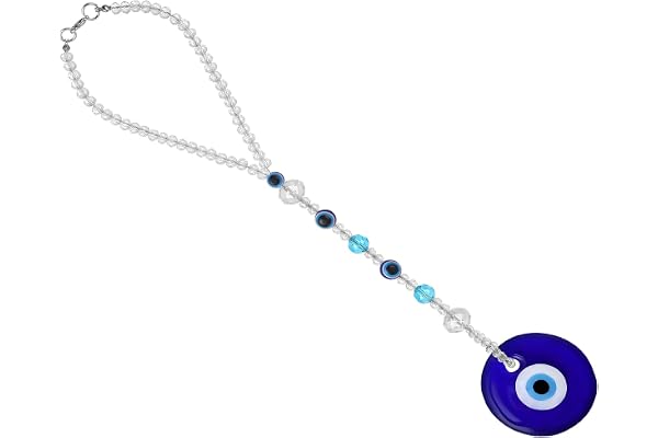 Molain Décoration Bleu Contre Le Mauvais œil pour Rétroviseur de Voiture, Accessoire Perlé Contre Le Mauvais œil, Pendentif de Fenêtre