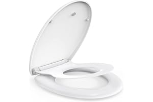 Family Toilet Seat, MUJIUSHI Slow Close 2-in-1 Family Toilet Seat with Built in Potty Training Child Seat, Detachable Magnetic Kids Seat Cover, Standard O Form Family Toilet Lid for Toddlers & Adults