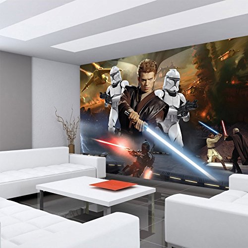Vlies Fototapete PREMIUM PLUS Wand Foto Tapete Wand Bild Vliestapete – Star Wars Cartoon Illustration – no. 2734, Größe: 254 x 184 cm Vlies - 4