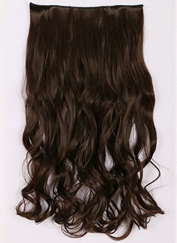 27 inches (68cm) Long Wavy One Piece 5Clips Clip in Hair Extension Extensions 3/4Full Head Women Clip on Hair Hairpieces Dark Brown-C484