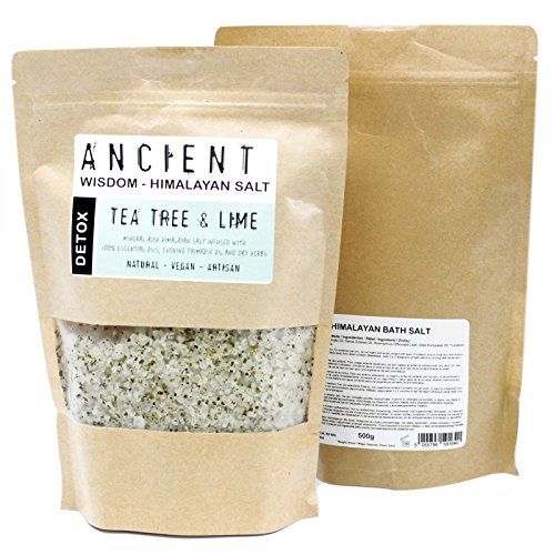 Himalayan Bath Salt Blend 500g - Detox Tea Tree & Lime Essential Oils + Evening Primrose Oil birthday xmas fathers day