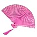 Produktbild Kviklo Handfächer Folding Fächer Bambus Openwork Solid Plain Vintage Kostüm Party Hochzeit Chinese Home Decorations(Fuchsie,23cm)