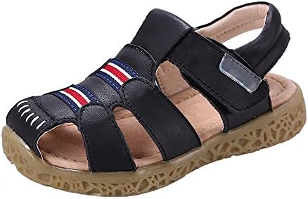 GAXmi Kids Outdoor Sandals Summer Leather Closed Toe Shoes for Baby Boys Girls Toddler (UK 4 Infant, Black)