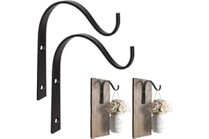 NOPKESV 2 Pezzi Ganci da Parete per Fioriera Sospesa, Staffe a Muro in Ferro Battuto Porta Vasi, Sospesi e Appendi Vasi da Esterno, Gancio per Lanterne e Porta Piante da Appendere all'Aperto