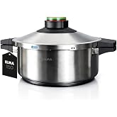 ELMA Pressure Cooker 4 Litres, &Oslash;24 cm | 18/10 Stainless Steel, Encapsulated Base Suitable Induction, 2 Cooking Modes, Triple