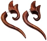 Altura: 4 cm aprox. Made in Zen Par de falsos dilatadores de oreja de madera, diseño en espiral étnico, color marrón