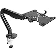 Rife Laptop Desk Mount, Swivel Stand with Gas Spring, Height Adjustable Holder for 11–17 inch MacBook, Dell, HP – Black