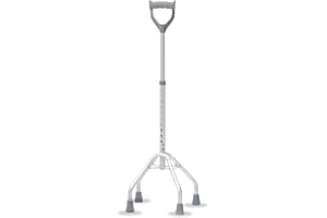 REMEDIA ONE - Bastone per Anziani Quadripode con Manico Chiuso e Impugnatura Anatomica - Bastone Anziani 4 Piedi in Alluminio con Puntali Antiscivolo