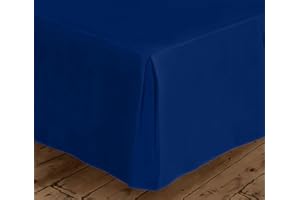 AE Linen® Single Valance Base Sheet | Deep Fitted Single Bed Base Valance Sheet with 26 cm Deep Pocket | Soft & Comfortable | Fade & Shrink Resistant (Navy Blue)