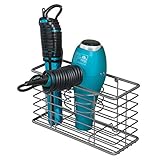 GUARDAR EN ORDEN: El soporte de secador ofrece 3 compartimentos con espacio para los accesorios de peluquería. El compartimento central del cesto de rejilla es redondo, ideal para el secador.
