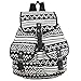 Produktbild Schultasche Rucksack - SODIAL(R)Damen Maedchen Vintage Blumen Diamantgitter Leinwand Reise Schultasche Rucksack, Schwarz und Weiss