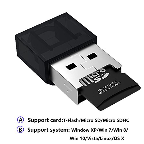 Mini USB A Adapter für microSD / SDHC / T-Flash Karten Leser Card Reader Kartenlesegerät|LED|(schwarz) - 4