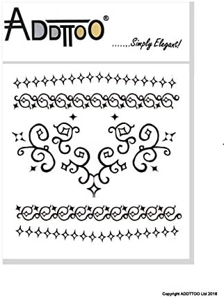 Black Henna Free Mendhi Body Art - Diamond and Chain Temporary Tattoo by Addttoo