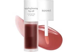 NOONI Korean Vegan Lip Oil - Appleginseng | Lip Stain, Gift, Long-Lasting, Moisturizing, Plumping, Revitalizing for Dry Lips, Waterproof, No Peel Off, Mother's Day, 0.12 Fl Oz