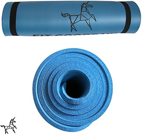 All-Purpose Yoga &amp; Exercise Mat | 10mm Thick, Non-Slip, Extra Long (183cm) with Unicorn for Vinyasa, Bikram, Pilates &amp; Gym | 100% NBR | Includes Carry Strap | REDUCED PRICE - Slightly Damaged (Blue)