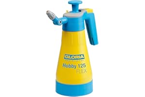 GLORIA Hobby 125 FLEX, Pulvérisateur à pression de 1,25 L | pulvérisation à 360° | pulvérisateur de jardin av. tuyau lesté flexible | pour le soin et la protection de plantes de jardin | jaune/bleu