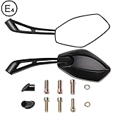 Evermotor Universal Motorrad Rückspiegel Spiegel Set E-MARK E-geprüft 2x M10 Rechtsgewinde, 2x M8 Rechtsgewinde + 1x M10 Link