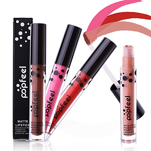 VALUE MAKERS® Matte Liquid Lipsticks, Set aus 8 verschiedenen Farben mit Aufbewahrungstasche – wasserfest, langanhaltend, cremig – 8er Pack Lippenstifte - 5