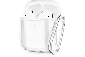 VIGOSS Airpods Hülle Kompatibel mit Apple AirPods 1 2 Generation Transparent Weiche TPU Schutzhülle Airpods Wireless Charging Case mit Karabiner(Klar)