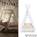 Produktbild Vicco Kinderbett Tipi Kinderhaus Indianer Zelt Bett Kinder Holz Haus Schlafen Spielbett Hausbett 70x140 (Weiß)