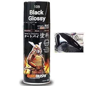 SAMURAI KUROBUSHI Spray Paint 1K #109- Black Glossy (D-I-Y) 400ml, Gloss Finish