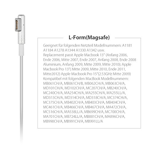Salcar 60W Slim Ladegerät Netzteil f. Apple Mag Safe mit L Form, Mac Book Macbook Pro Charger Magnetisch ersetzt A1181 A1184 A1278 A1344 A1330 A1342 passt Modelle z.B. MB061CH/A, MB062CH/A MB063CH/A MD102CH/A MC207CH/A MA254CH/A MA255CH/A MC374CH/A Plus Extra 2 X USB 5V 1A 2A f. Smart Handys ,IPAD, Iphone (Weiß) - 4