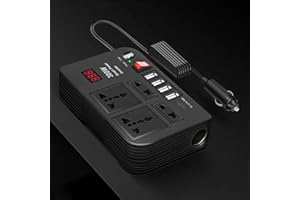 300W Power Inverter, LASIEYO DC 12V to AC 220V Car Power Inverter with 4 AC Outlets 4 USB Ports and Cigarette Lighter Socket, Outlets Car Adapter