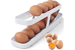 LITTLEHANSON Eierhalter für Kühlschrank, Eierspender, automatisch rollender Eierbehälter, 2-stöckiger Eierspender,platzsparende Eierablage für Kühlschrank, Eierhalter, Kühlschrank, Eieraufbewahrung (Weiss)