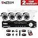 Produktbild Tmezon CCTV Sicherheit Videoüberwachung überwachungssystem 4CH 960H/720P DVR/NVR/HVR 3 In 1 Recorder mit 4x1000TVL überwachungskameras wetterfest Nachtsicht,Unterstützen P2P Smartphone Fernzugriff,1TB Festplatte