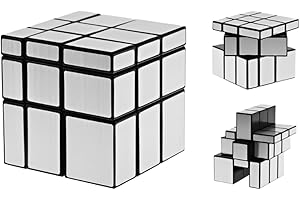 MAGIC SELECT 3x3 Mirror Cube, Mirror Magic Cube, Shengshou Cube 3x3 Mirror Blocks, Speed ​​​​Cube 56mm Speedcube, 3D Puzzle Jigsaw Naklejka PVC, zabawki edukacyjne dla dzieci i dorosłych, kolor srebrny