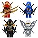 Produktbild LEGO Ninjago 4er Figurenset Ultimate 8 - Kai ZX Cole Jay Zane mit 16 GALAXYARMS Waffen Schwerter